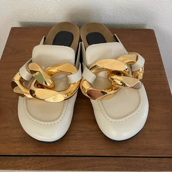 JW Anderson White Gold Chain Mule Clogs - Picture 1 of 9
